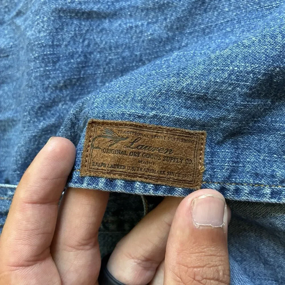 Lauren Jeans Co. Ralph Lauren Women's Denim Button-Up Shirt Blue Size 10 - Picture 4 of 7